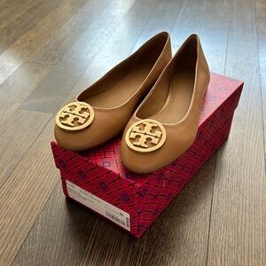 Tory Burch Brown Logo Flats